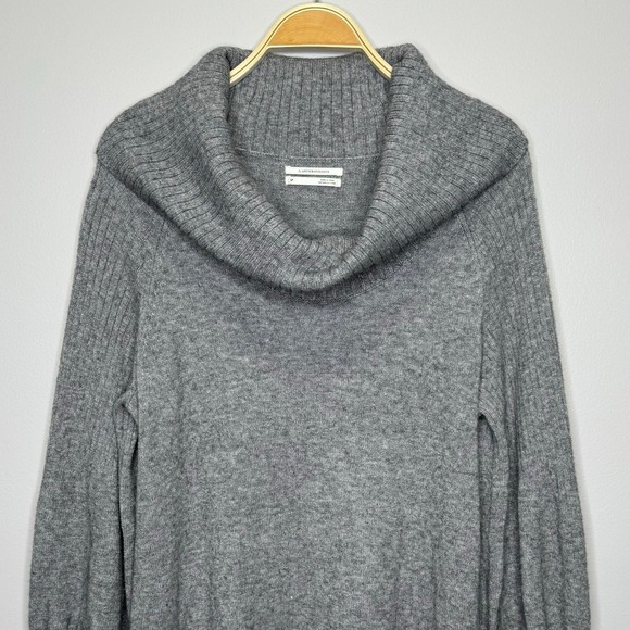 Anthropologie Cowl Neck Sweater Size Large Petite Gray‎ Relaxed Cozy Minimalist - Picture 4 of 12